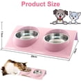 thumbnail image 2 of Comedero para gatos, comederos para mascotas, comedero doble para gatos y perros, comedero para perros, comedero antideslizante de acero inoxidable para gatos (rosa), 2 of 5