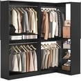 thumbnail image 2 of Homieasy Corner Closet Organizer 2-Piece Set, 72''L x 36''W L Shaped Closet System with 4 Hanging Rods and Storage Shelves, Storage Tower for Closet, Bedroom, Black, 2 of 7