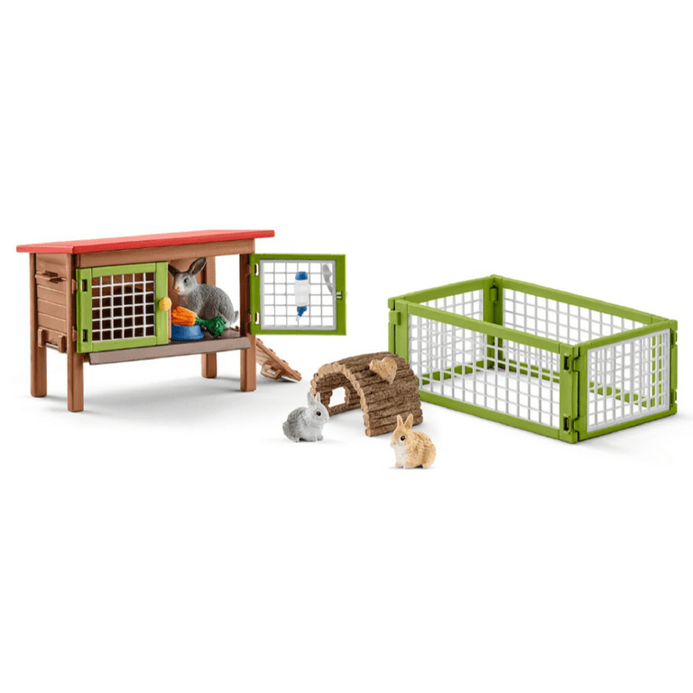 Schleich rabbit hutch with clearance rabbits and feed playset