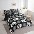 thumbnail image 3 of Feelyou Hippie Black Elephant Twin Bedding Sets 7-Piece, Tribal Damask Flower Bedding Comforter Set, Teens Kids Boys Girls Reversible Sheet Sets, Luxury Bedroom Decor, 3 of 8