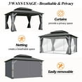 thumbnail image 3 of Howsvn 12 x 16 ft. Patio Cedar Wood Gazebo, Outdoor Double Roof Hardtop Wooden Gazebos with Curtains and Netting for Backyard, Deck, 3 of 11