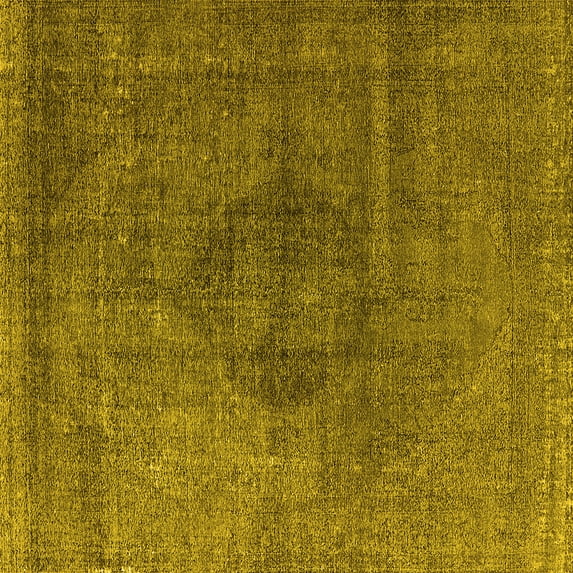 Ahgly Company Indoor Square Oriental Yellow Industrial Area Rugs, 4' Square
