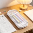 thumbnail image 6 of Double Layer Mesh Pencil Case Large Capacity Nylon Pen Bag Clear Stationery Storage Pouch For schooll Desk, 6 of 7
