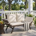 thumbnail image 3 of Devoko Patio Wicker Daybed with Adjustable Armrest, Outdoor PE Rattan Sofa Bed for All-Weather Use,Brown and White, 3 of 7
