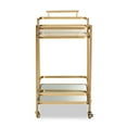 thumbnail image 3 of Bowery Hill Gold Finished Metal and Glass 2-Tier Mobile Wine Bar Cart, 3 of 8