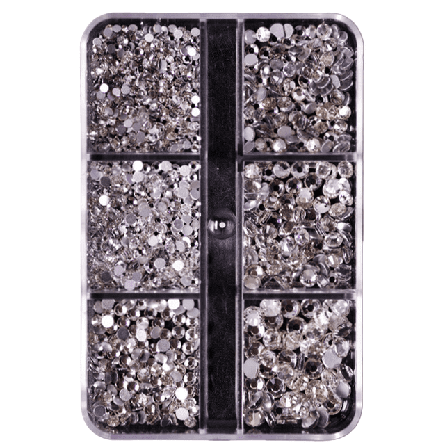FloreceBien Diamantes de imitación de tamaño mixto con parte trasera plana, gemas de cristal redondas sin fijación por calor, cuentas de piedra de cristal para cara, uñas, ropa, zapatos, bolsos,