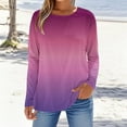 thumbnail image 2 of YUGYXL Long Sleeve Gradient Tunic Tops for Women Trendy Loose Crew Neck Blouse Fall Winter Casual Basic Tee Shirts Purple M, 2 of 5