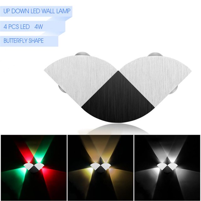 Yuarrent Lámpara de pared LED de 4 colores hacia arriba y hacia abajo con forma de mariposa Luz de aplique de vía LED 4W Rojo y verde - CA 85-265V Iluminación y accesorios No.1 Yuarrent HA025384-01