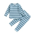 thumbnail image 6 of Wonitaaizi 2PC Baby Girl Outfit Stripes Bodysuit Tops Pants Infant Toddler Spring Fall Clothes (3-4 Years,Blue), 6 of 7