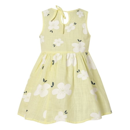 

DNDKILG Baby Toddler Girl Sundress Summer Dresses Sleeveless Dress Yellow 6M-6Y 110