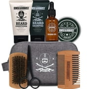 Beard Growth Kit for Men Beard Care Set 8pcs with Traveling Bag Beard Grooming Wash & Beard Conditioner Kit