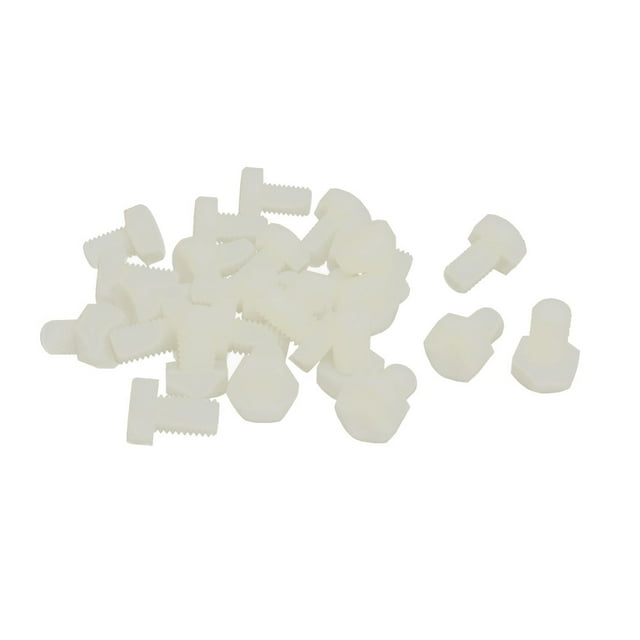M10 x 15mm Tornillo de Cabeza Hexagonal de Nylon Métrico con Rosca Completa, 25 Piezas