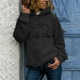 thumbnail image 2 of Fesfesfes Fall Winter Hooded Ladies Long-Sleeved Pullover Print Round Neck Hooded Sweatshirt Tops on, 2 of 5