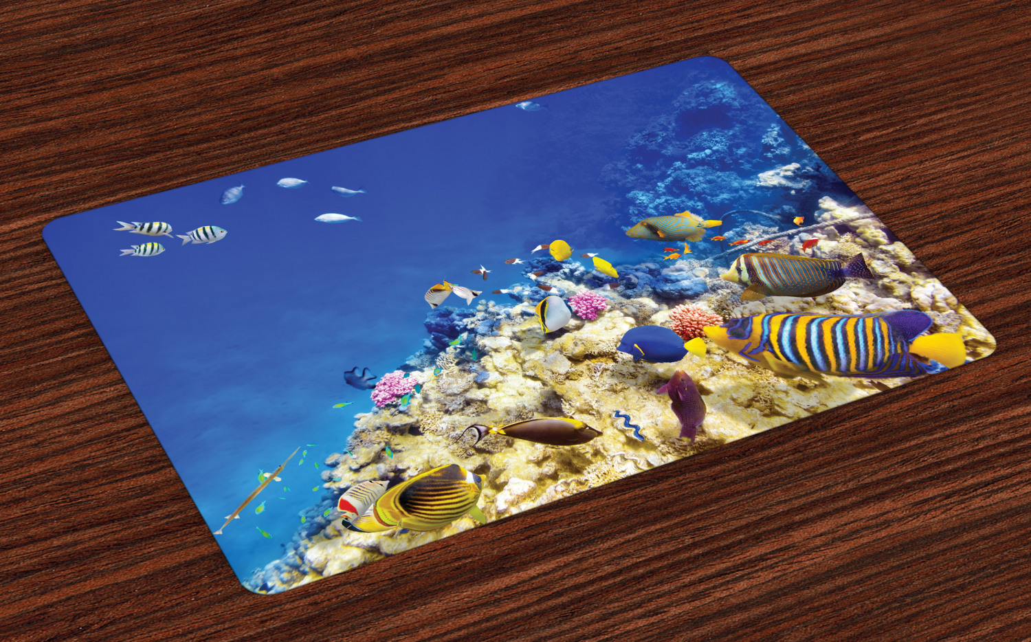 Ocean Placemats Set of 4 Underwater Life Wilderness Caribbean Ocean