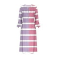 thumbnail image 5 of Dresses for Women Printed Casual Long Sleeve V-Neck Stripe Dress with Pockets, 5 of 5