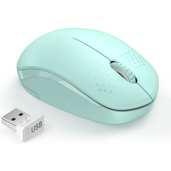Wireless Mouse, 2.4G Slim Portable Computer Mouse with Nano Receiver Quiet Silent Optical Laptop Mouse for Notebook, PC, Laptop, Computer - Mint Green