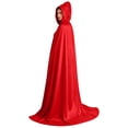 thumbnail image 5 of SAWOBUUN Unisex Satin Hooded Cloak Halloween Witch Cape Vampire Medieval Full Length Cloak, 5 of 7