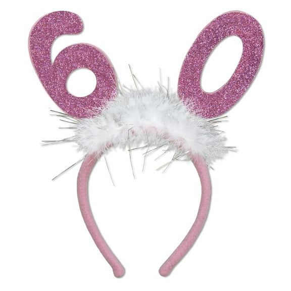 12 Pack Beistle 60th Birthday Party Glittered Boppers with Marabou