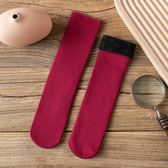 YYYTop Fleece Lined Thermal Socks for Women Men Solid Warm Winter Socks Unisex Crew Socks Soft Comfort Boot socks