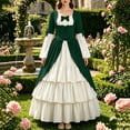 thumbnail image 7 of Ynynloco Women's Renaissance Medieval Costume Victorian Dress Long Sleeve Boho Midi Dress Vintage Square Neck Tiered Ruffle Flowy Pockets Dress, 7 of 7