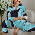 thumbnail image 6 of 2 Piece Womens Pajama Sets - cool stingray Mint green Soft Sleepwear Comfy Pajamas Ladies Pj Lounge Sets with Pockets, Long Sleeve Button Shirt and Pajama Pants Pjs Sets for Women, 6 of 6