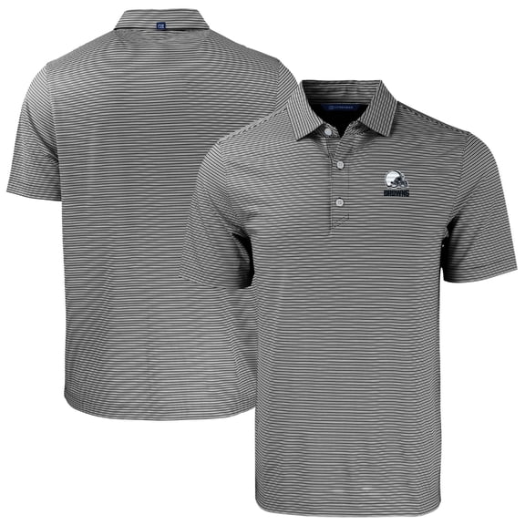 Men's Cutter & Buck Black/White Cleveland Browns Forge Eco Double Stripe Stretch Recycled Polo