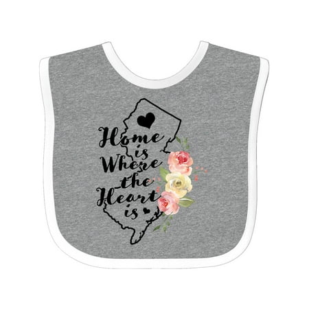 

Inktastic New Jersey Home is Where the Heart is with Watercolor Floral Gift Baby Boy or Baby Girl Bib