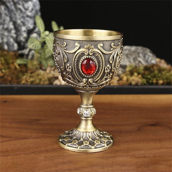 Clearance Under $2.16! 1Pc Decorative Metal Wine Cup with Vintage Design (E, Antique)