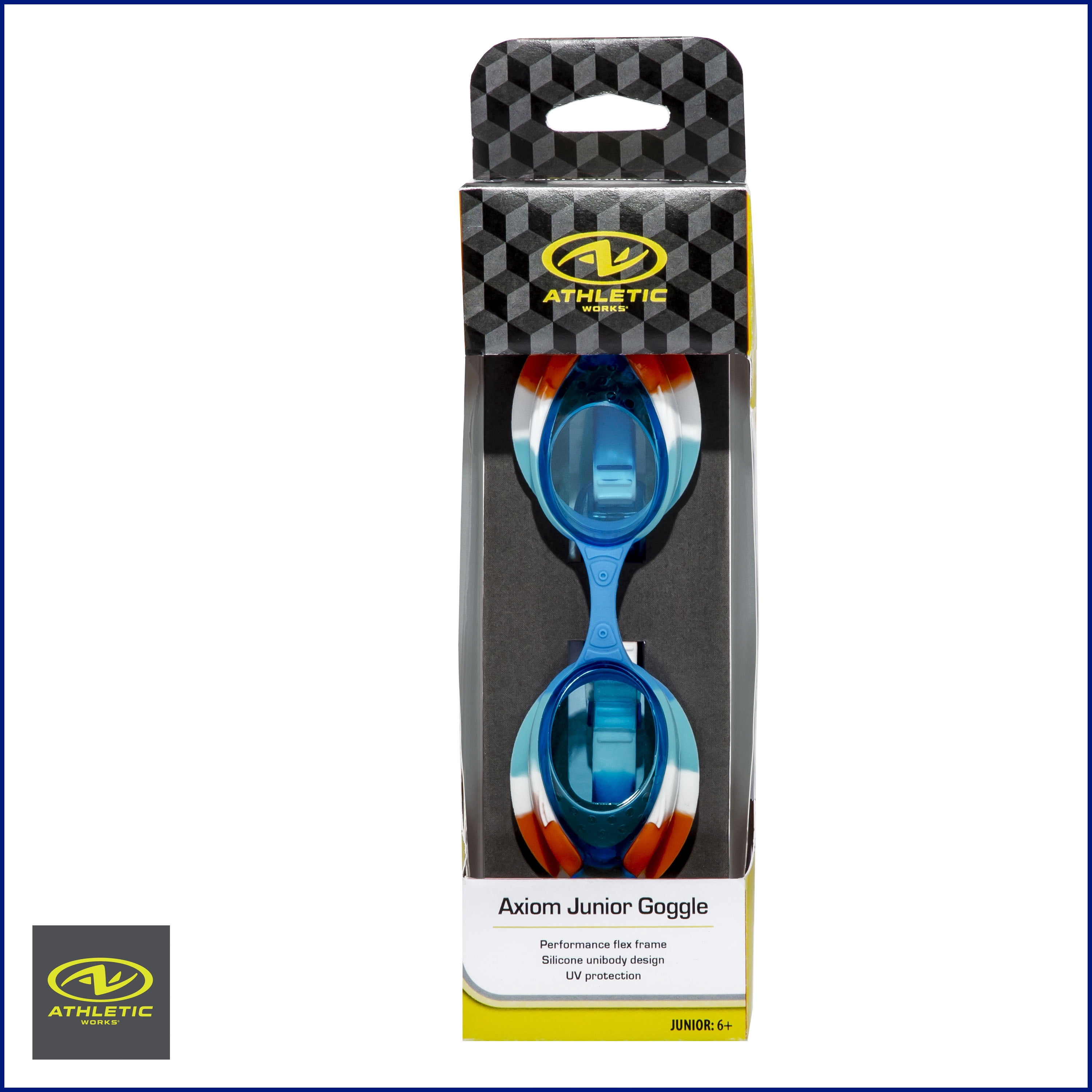 Athletic Works Axiom Junior Swim Goggles for Children, Tinted & Anti-Fog Lenses with UV Protection