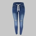 thumbnail image 2 of Gubotare Women Jeans Stretchy Skinny Ripped Jeans for Women High Waisted Stretch Lifting Jeans Slim Fit Distressed Denim Pants Jeggings Jeans (Dark Blue,Size XL), 2 of 5