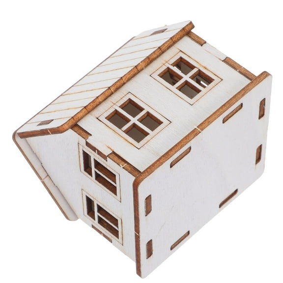 Raindrops Unfinished Beige Wooden House Model Kit for Craft Enthusiasts