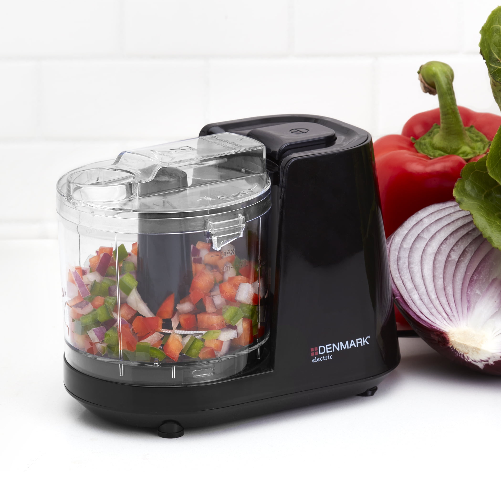 Denmark Electric 1.5 Cup Personal Food Chopper Processor with One-Touch Pulse Control, Black