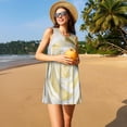 thumbnail image 3 of Naloa White Rose Print Women's Summer Spring Casual Beach Sundress,Vacation Sleeveless Tank Crewneck Loose Dresses, 3 of 7