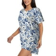 thumbnail image 2 of Fotbe Blue Paisley Print Pajama Set for Women 2 Piece Loungewear Short Sleeve Tops and Shorts Set Soft Sleepwear-XX-Large, 2 of 7
