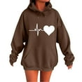 thumbnail image 2 of Dasayo Plus Size Women's Sweatshirts and Hoodies Long Sleeve Bronze Pocket Heart Drawstring Hoodies Women's Blouses M, 2 of 4