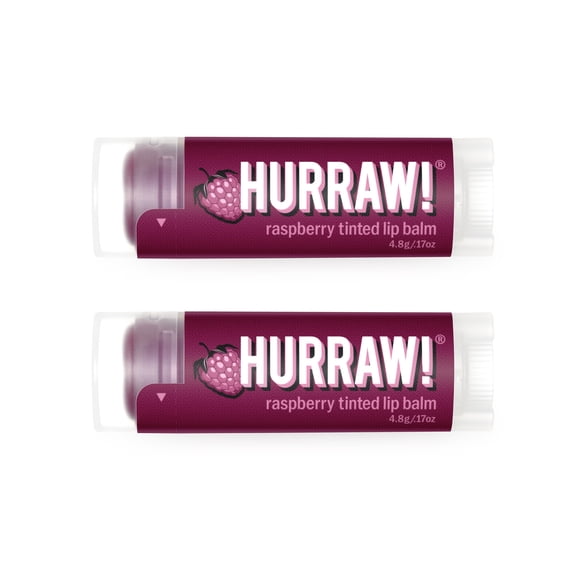 Hurraw! Raspberry Tinted Lip Balm, 2 Pack: (Sheer Berry Tint) 100% Natural, Organic, Vegan.