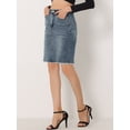 thumbnail image 3 of Falda Vaquera Midi Básica Desgastada De Cintura Alta Con Dobladillo Rasgado Y Lavado Para Mujer Gris Azulado XL, 3 of 5