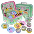 thumbnail image 2 of 15 Piece Girls Pretend Toy Tin Tea Set Carrying Case Ballea, 2 of 15