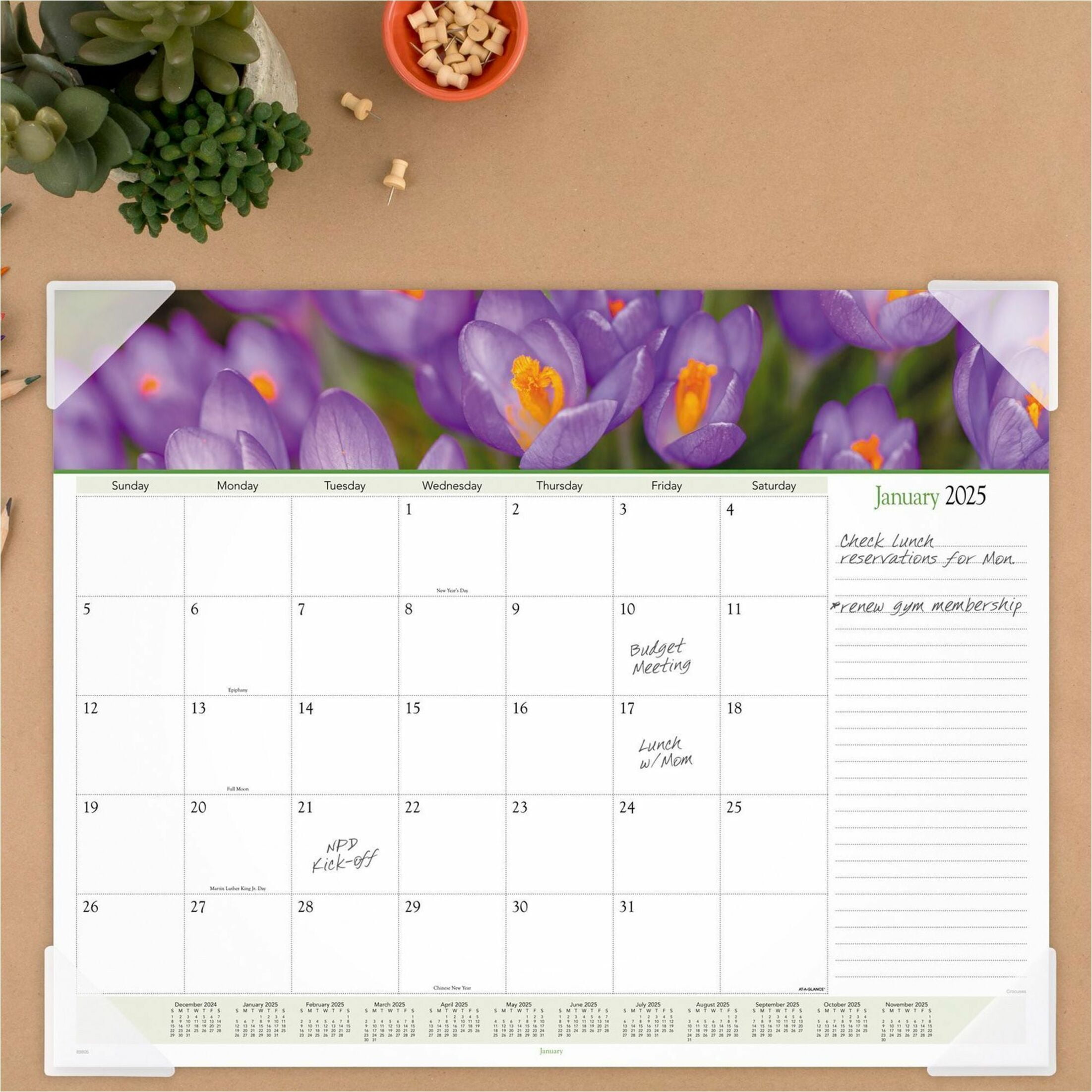 At-A-Glance Panoramic Floral Image Monthly Desk Pad