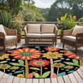 thumbnail image 4 of Round Rugs 6Ft, Vintage Sunflower Round Area Rug Washable Indoor Throw Carpet, Black Boho Retro Summer Botanical Soft Non Slip Circle Rug for Office Cabinet Home Decor Aesthetic, 4 of 8