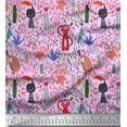 thumbnail image 1 of Soimoi Rayon Crepe Fabric Leaves & Cute Animals Cartoon Print Sewing Fabric Yard 46 Inch Wide, 1 of 1