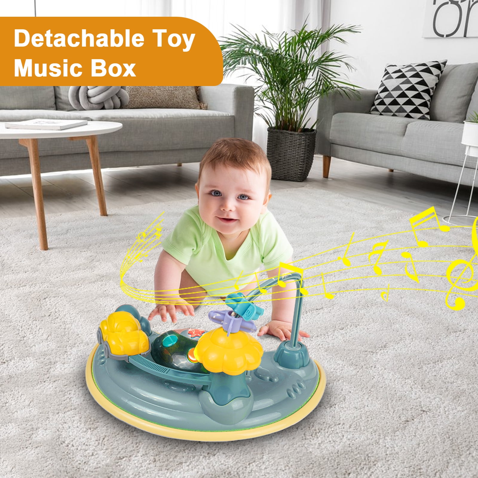 EONROACOO 5-in-1 Baby Walker, Music and Lights Infant Walker for Boys Girls, Walker with Toys, Green