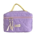 thumbnail image 1 of Bolsa de cosméticos de lavado informal Acolchado de moda simple para el trabajo (Flores púrpura) Ndcxsfigh Para Estrenar, 1 of 5
