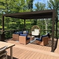 thumbnail image 2 of PURPLE LEAF 11' x 13' Louvered Pergola Outdoor Adjustable Louvre Shade Modern Aluminum Retractable Hardtop Roof for Deck Backyard Garden Bronze, 2 of 10