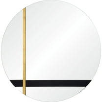 Signature Home Collection 30" Black and Gold Leaf Finished Glass Unframed Round Wall Mirror