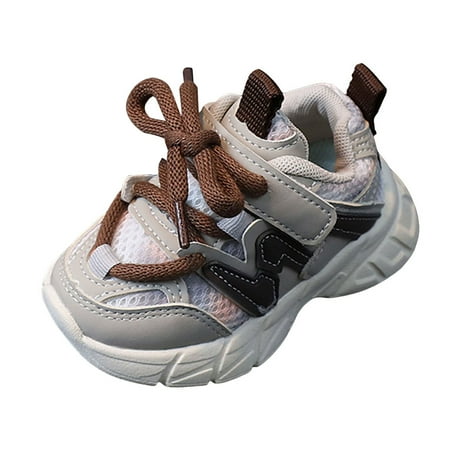 

Rrunsv Toddler Kids Breathable Walking Shoes with Dual Hook and Loops Lightweight Boys Girls Running Sneakers Brown 6-7 Years