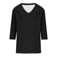 thumbnail image 4 of Bibifish T-Shirts For Women Cozy Fall Winter Soft 3/4 Sleeve V Neck With Bottons Tops Basic Casual Workout Tee Shirts Outfits, 4 of 4