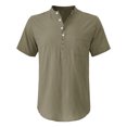 thumbnail image 4 of Mens Casual Manga Corta Botón Abajo Camisas, Verano Color Sólido, Cuello de Soporte Bolsillo Camisa Turndown, 4 of 9