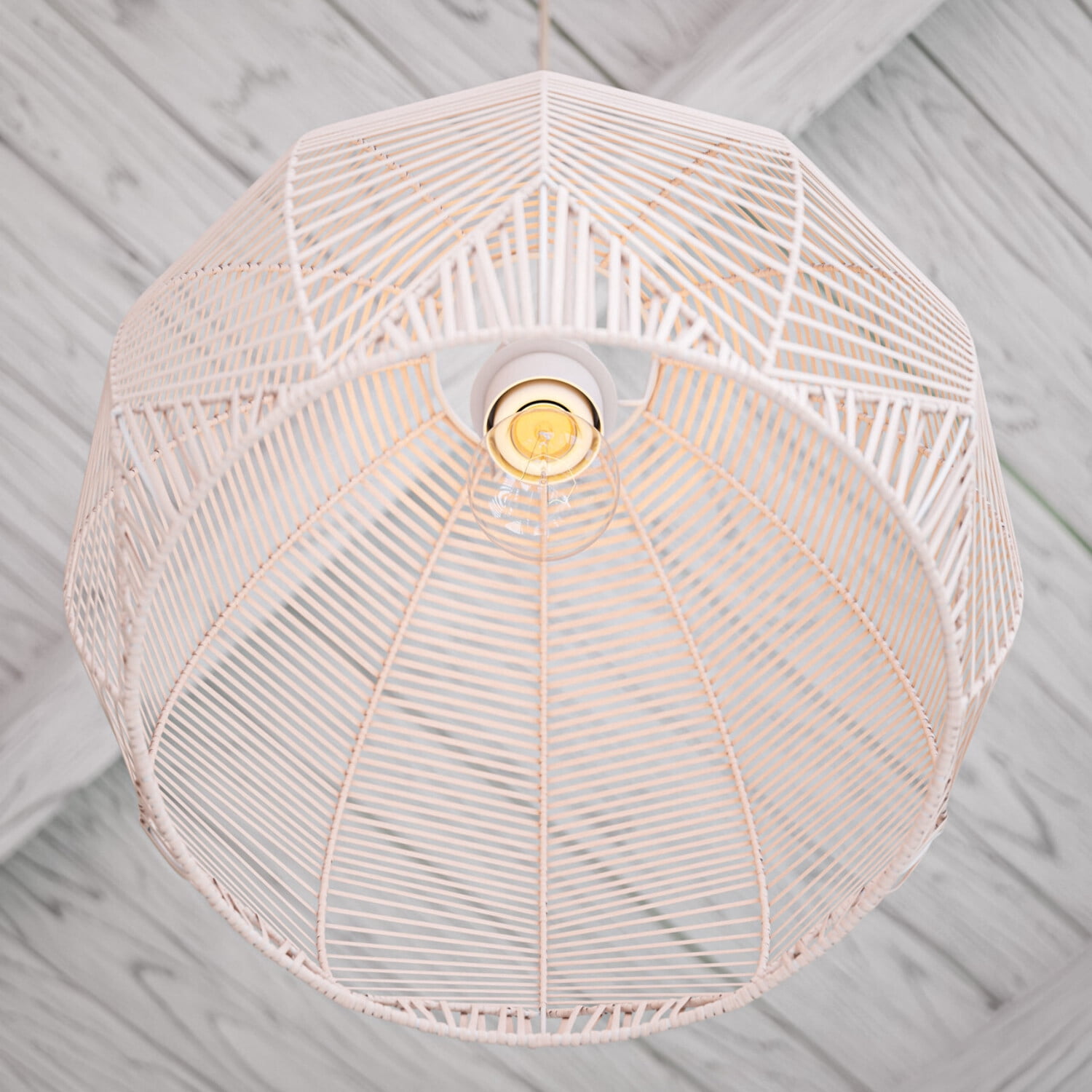 Noel 1-Light Rattan Pendant - White