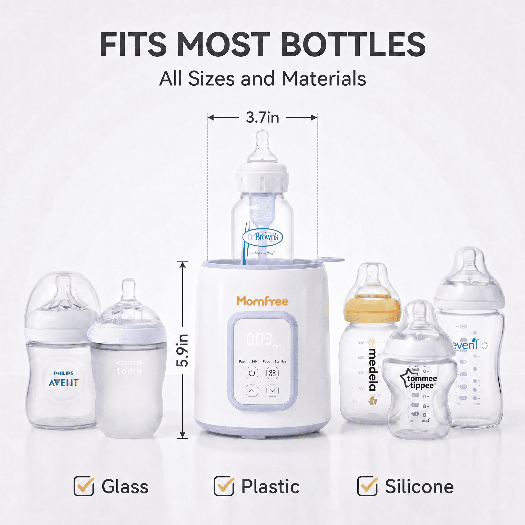 Baby Essentials Bottle Warmer8-in-1Fast Heating for Breastmilk and Formula,Baby Registry Search,with Accurate Temperature Control and Automatic Shut-Off,with Defrost,Keep Warm,for All Bottles